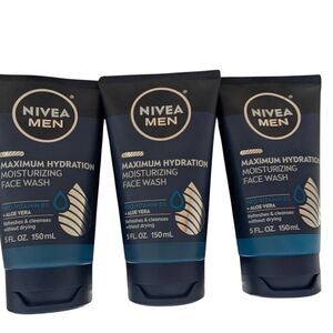 3 Bottles of Nivea For Men Maximum Hydration Moisturizing Face Wash.